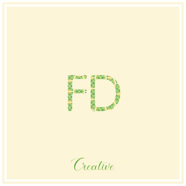 FD Logo verde naturale Ulteriore progettazione del logo Illustrazione vettoriale Logo creativo Logo minimo Logo monogramma