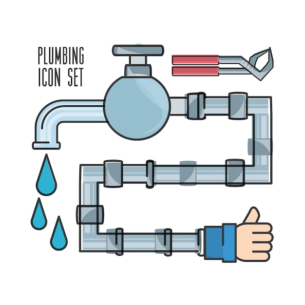 Flat set icon tools plumbing