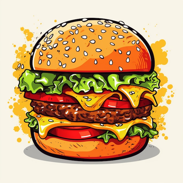 hamburger vettoriale icona illustrazione cibo hamburger foto veloci doodle illustrazioni vettoriali artistiche