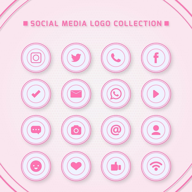 Icone per social network con colori rosa