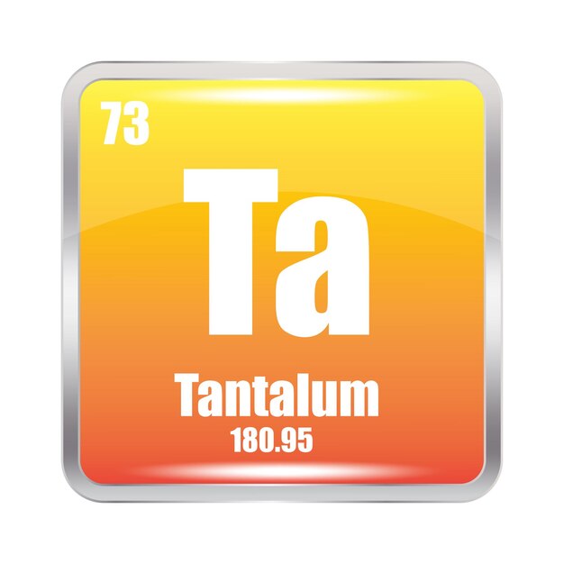 Vettore iconica del tantalo elemento chimico ta numero atomico 73 massa 18095 vettore quadrato giallo