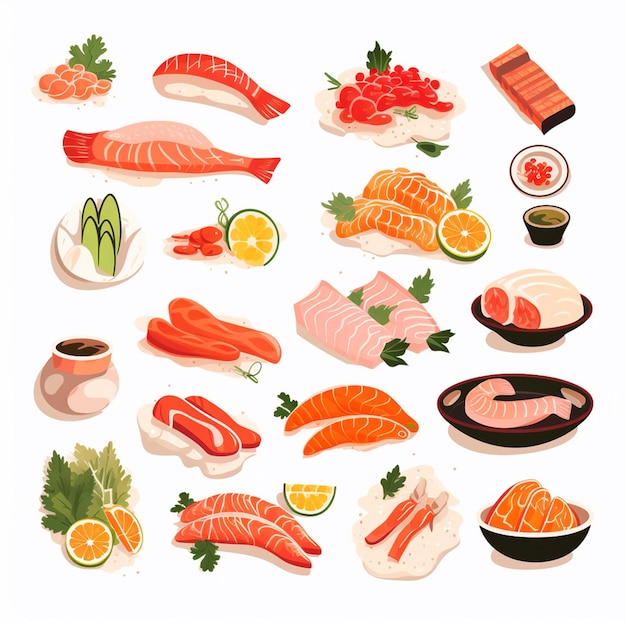 illustrazione cibo giapponese asiatico Giappone vettore cucina asiatica design sushi pasto cartone animato res