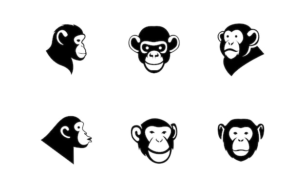 Vettore illustrazione del design dell'icona del logo head chimpanzee