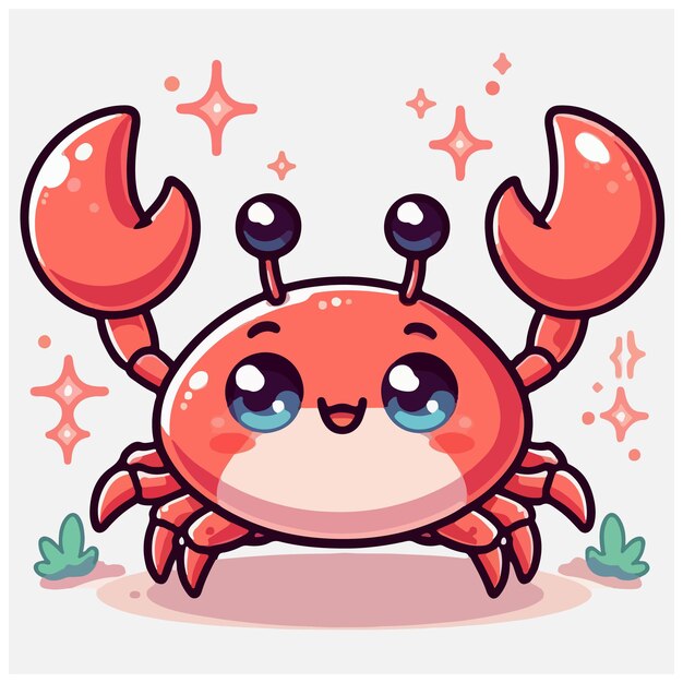 Vettore illustrazione del personaggio di adorable little crab su sfondo bianco