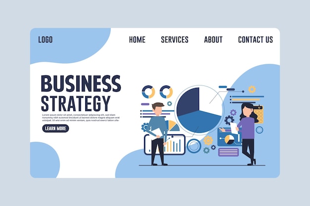 Vettore illustrazione della progettazione concettuale della pagina web di modern business strategy