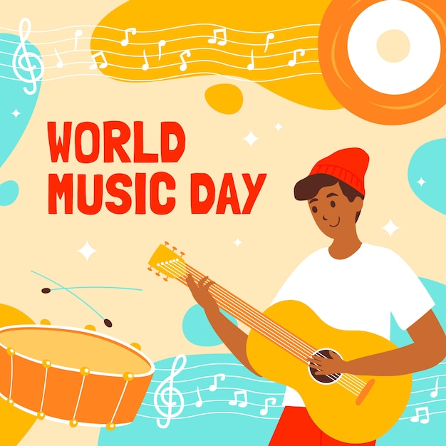 Illustrazione disegnata a mano della giornata mondiale della musica