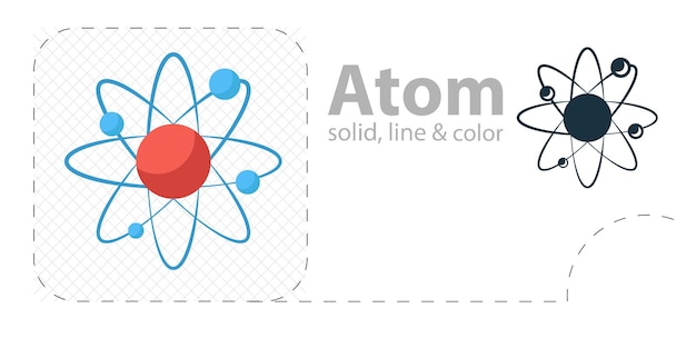 Illustrazione piatta isolata dell'atomo Icona della linea dell'atomo