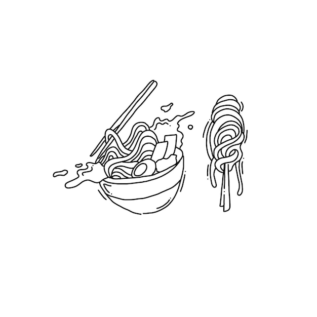 illustrazioni vettoriali disegnate a mano di noodle o ramen