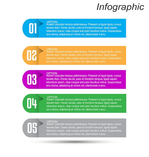 Infografica con passaggi e opzioni