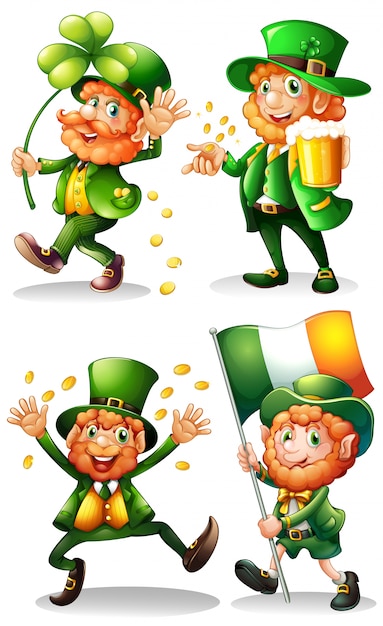 Leprechaun con foglie verdi e oro