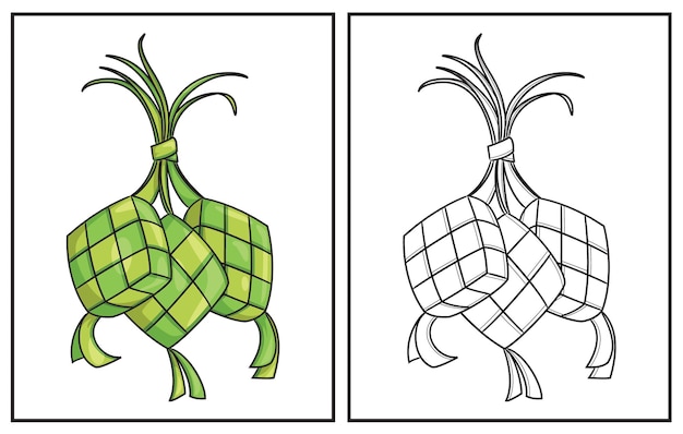 Libro da colorare carino ketupat