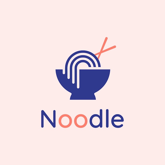 logo della linea di noodle food con ciotola e bacchette