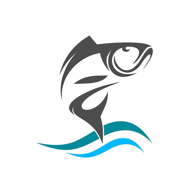 Logo di silhouette di pesce salto da acqua