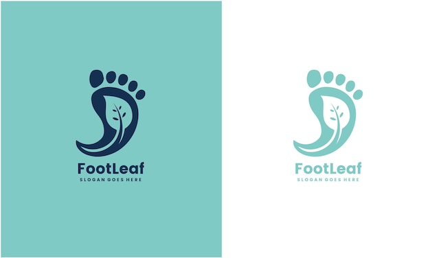 Logo Eco Steps Logo vettoriale dei piedi con foglie verdi concetto vettoriale premium