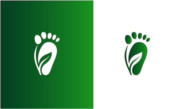 Logo Eco Steps Logo vettoriale dei piedi con foglie verdi concetto vettoriale premium