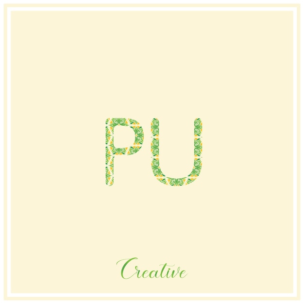 Logo verde naturale PU Ulteriore progettazione del logo Illustrazione vettoriale Logo creativo Logo minimo Logo monogramma