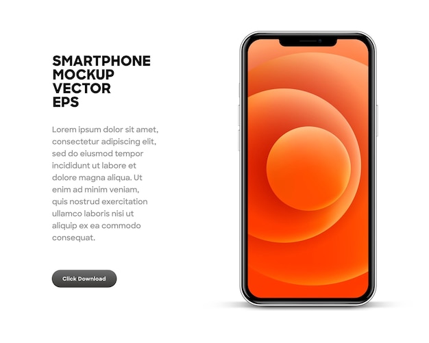 Mockup di smartphone 3d di alta qualità sfondo isolato per mostra app mobile, UI UX, presentazione.