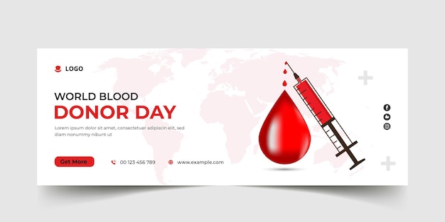 modello di banner web e copertina di facebook dei social media della giornata mondiale del donatore di sangue