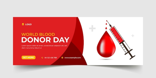 modello di banner web e copertina di facebook dei social media della giornata mondiale del donatore di sangue