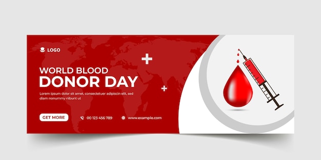 modello di banner web e copertina di facebook dei social media della giornata mondiale del donatore di sangue