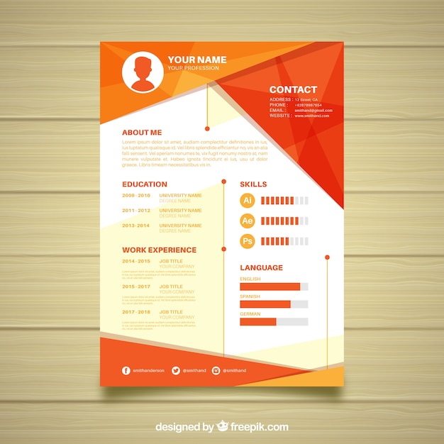 Vettore modello di curriculum con forme geometriche