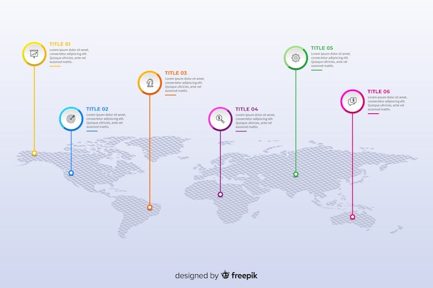 Modello di infografica mappa mondo design piatto