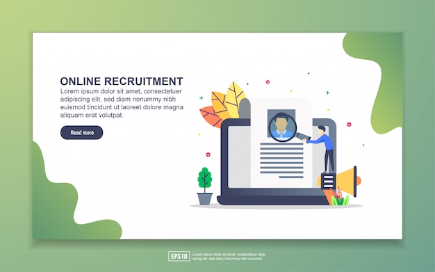 Modello di pagina di destinazione del reclutamento online. Concetto di design moderno piatto di design della pagina web per sito Web e sito Web mobile.