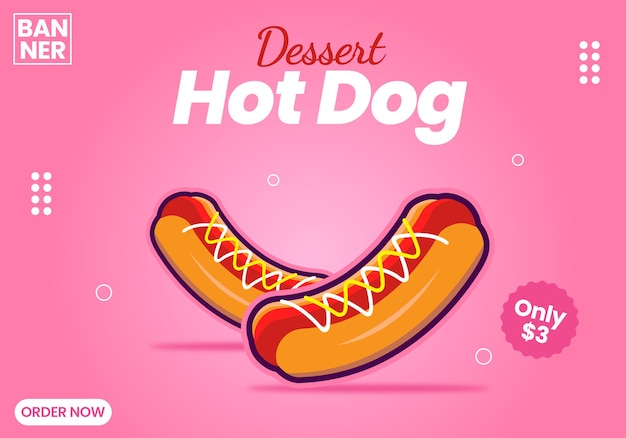 Modello di post sui social media del ristorante di cibo per hot dog premium vettoriale