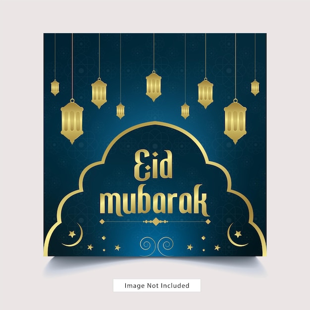 Modello di poster per banner social media eid mubarak