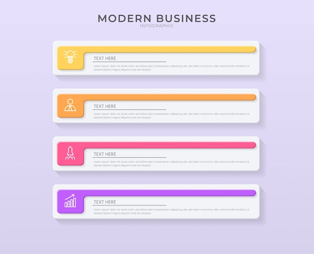 Modello di processo dell'organigramma di progettazione di Infographic 3D con testo editabile.