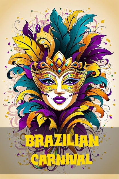 modello di social media di biglietto di auguri di illustrazione del carnevale brasiliano