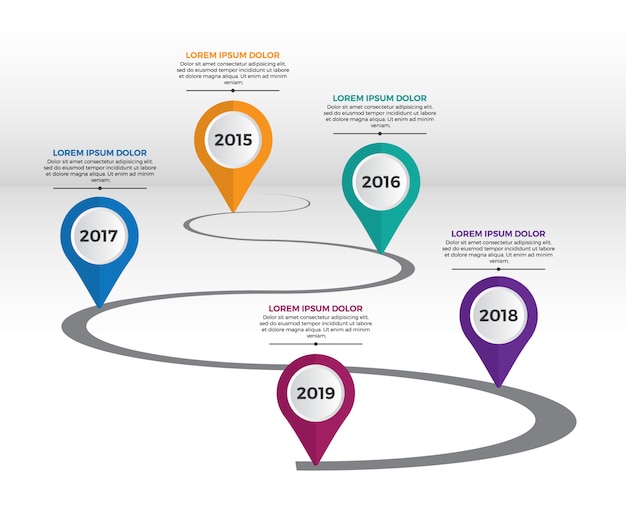 Modello di Timeline di pietre miliari dell&#39;azienda Infographic.