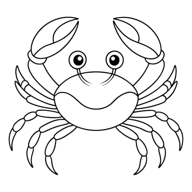 Vettore pagina da colorare di crab line art per illustrazioni per bambini