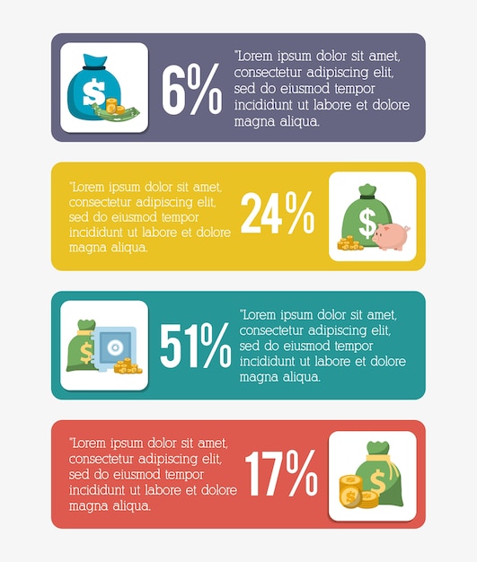 Progettazione di denaro infografica, illustrazione vettoriale