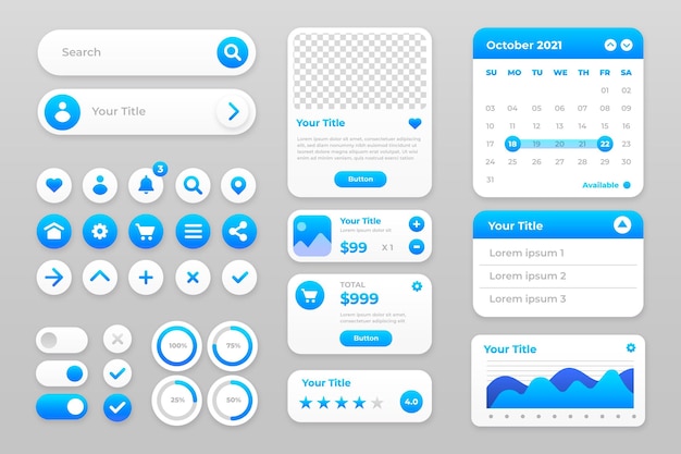 Raccolta di elementi Gradient ui/ux