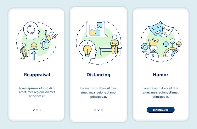 Schermata dell'app mobile onboarding del cambiamento cognitivo