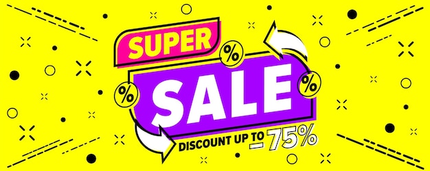 Sconto per banner di intestazione super vendita fino a una percentuale di sconto