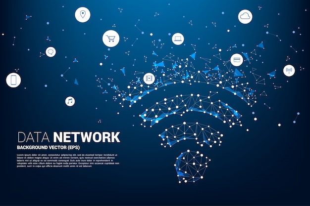 Segnaletica di dati mobili in stile dot circuit board line