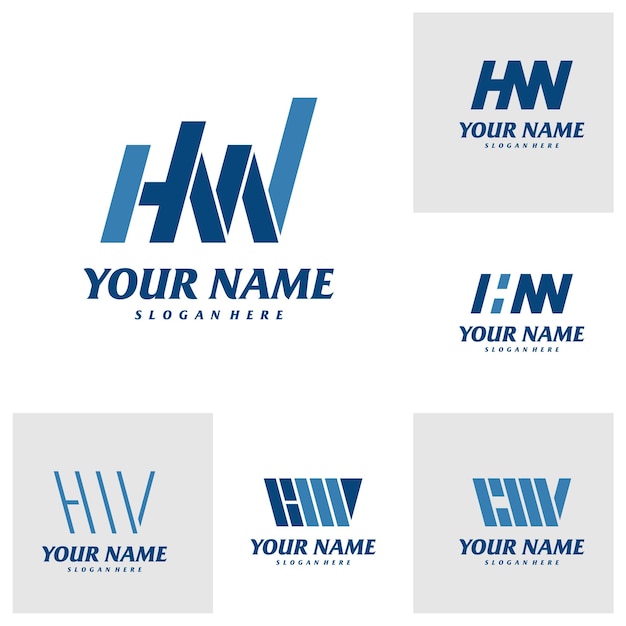 Set di modello di progettazione del logo HMV della lettera Vettore del concetto iniziale del logo HMV Icona del simbolo creativo dell'emblema