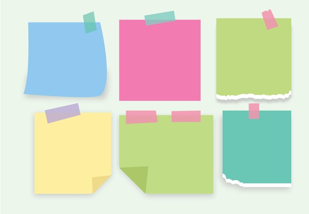 Vettore set di note adesive per pianificatori digitali simply sticky note postit collection set