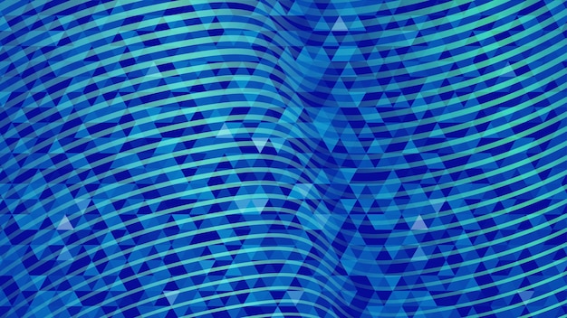 Sfondo astratto fatto di piccoli triangoli blu e linee curve