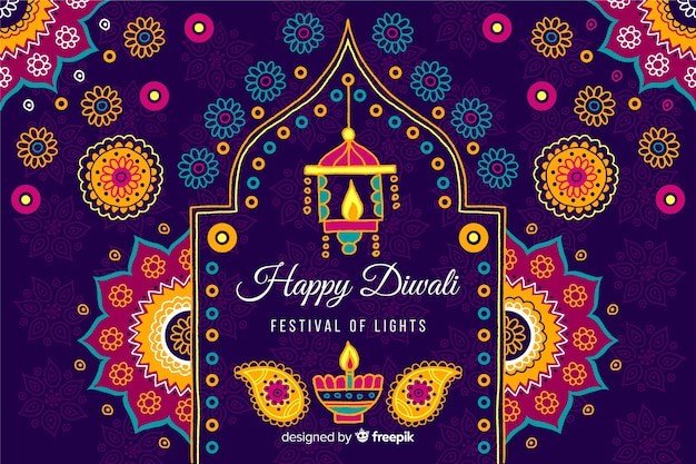 Sfondo di diwali disegnato a mano