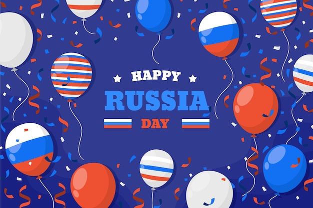 Sfondo di giorno piatto russia con palloncini