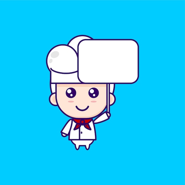 Vettore simpatico cartone animato chef illustrazione chibi vector design