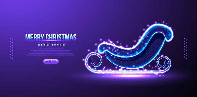 Slitta di Babbo Natale, wireframe low poly