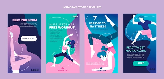 Storie di instagram di fitness disegnate a mano