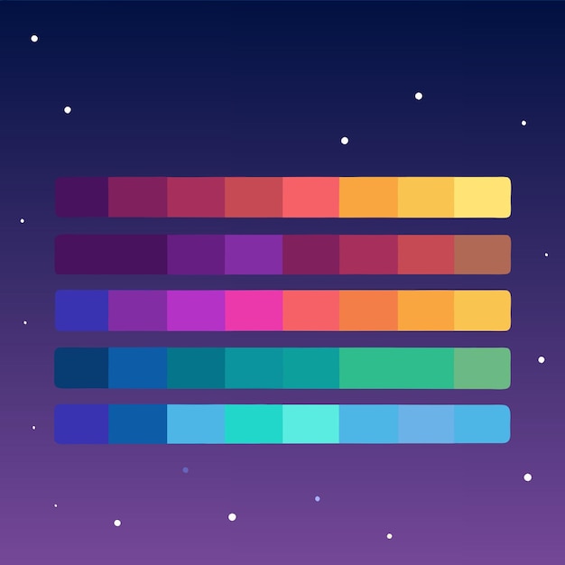 Vettore template della palette di colori dei gradienti delle galassie