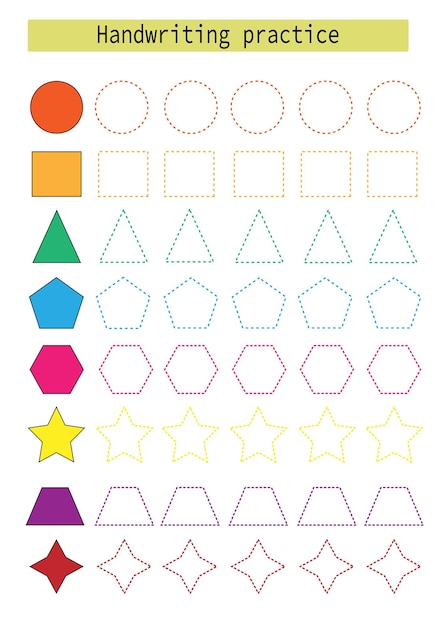 Traccia linee per bambini forme geometriche sviluppo pratica scrittura a mano per bambini vettore