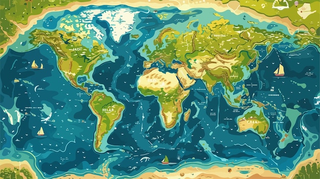 Vettore una mappa del mondo con una map pa del mondo