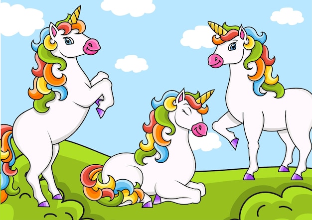 Unicorno magico Cavallo fatato Sfondo colorato per il tuo design Per sfondi copertine cartoline banner